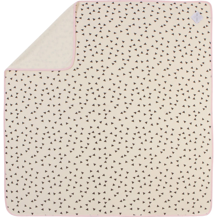 Plush Single-Layer Baby Blanket with Pink Trim - Large, 43"x43"