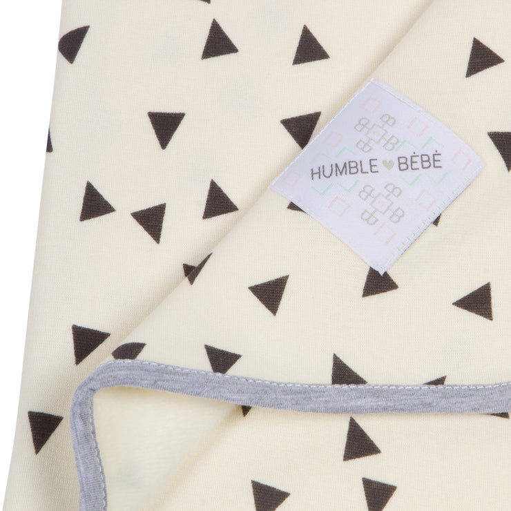 Plush Single-Layer Baby Blanket with Grey Trim - Large, 43"x43"