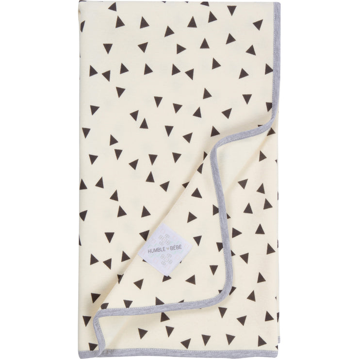 Plush Single-Layer Baby Blanket with Grey Trim - Large, 43"x43"